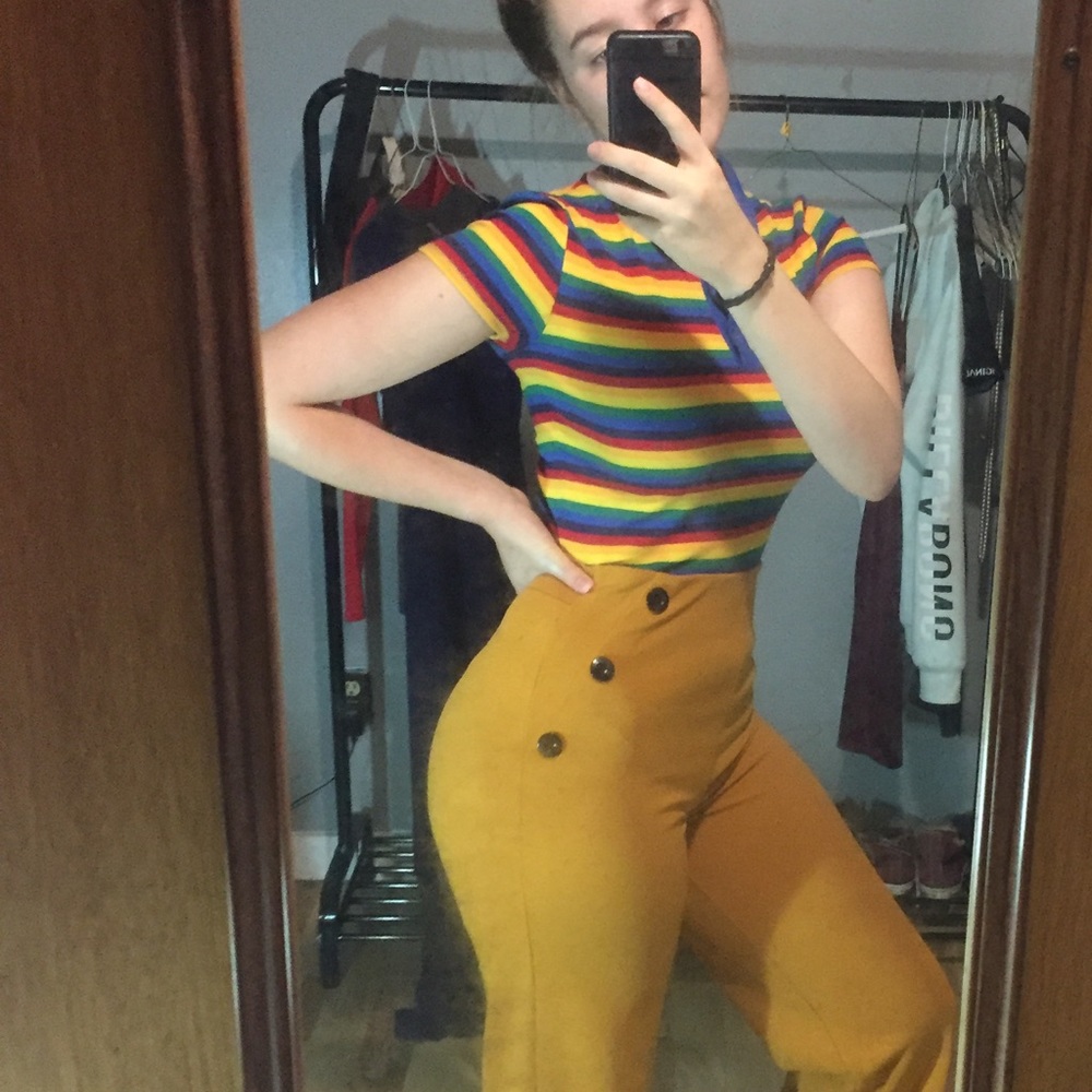 Yellow wide leg pants